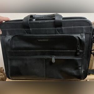 Perry Ellis portfolio Black Leather Briefcase